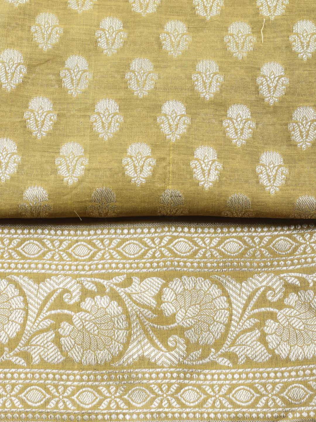 Mehndi Woven Design Chanderi Unstitched Suit &amp; Pant With Chanderi Dupatta