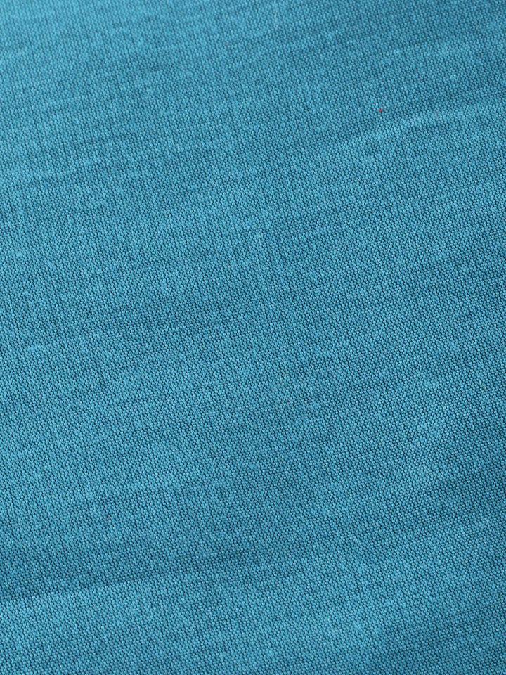 Teal Blue Woven Design Chanderi Unstitched Suit &amp; Pant With Chanderi Dupatta