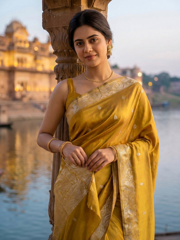 Mustard Woven Design Art Silk Saree