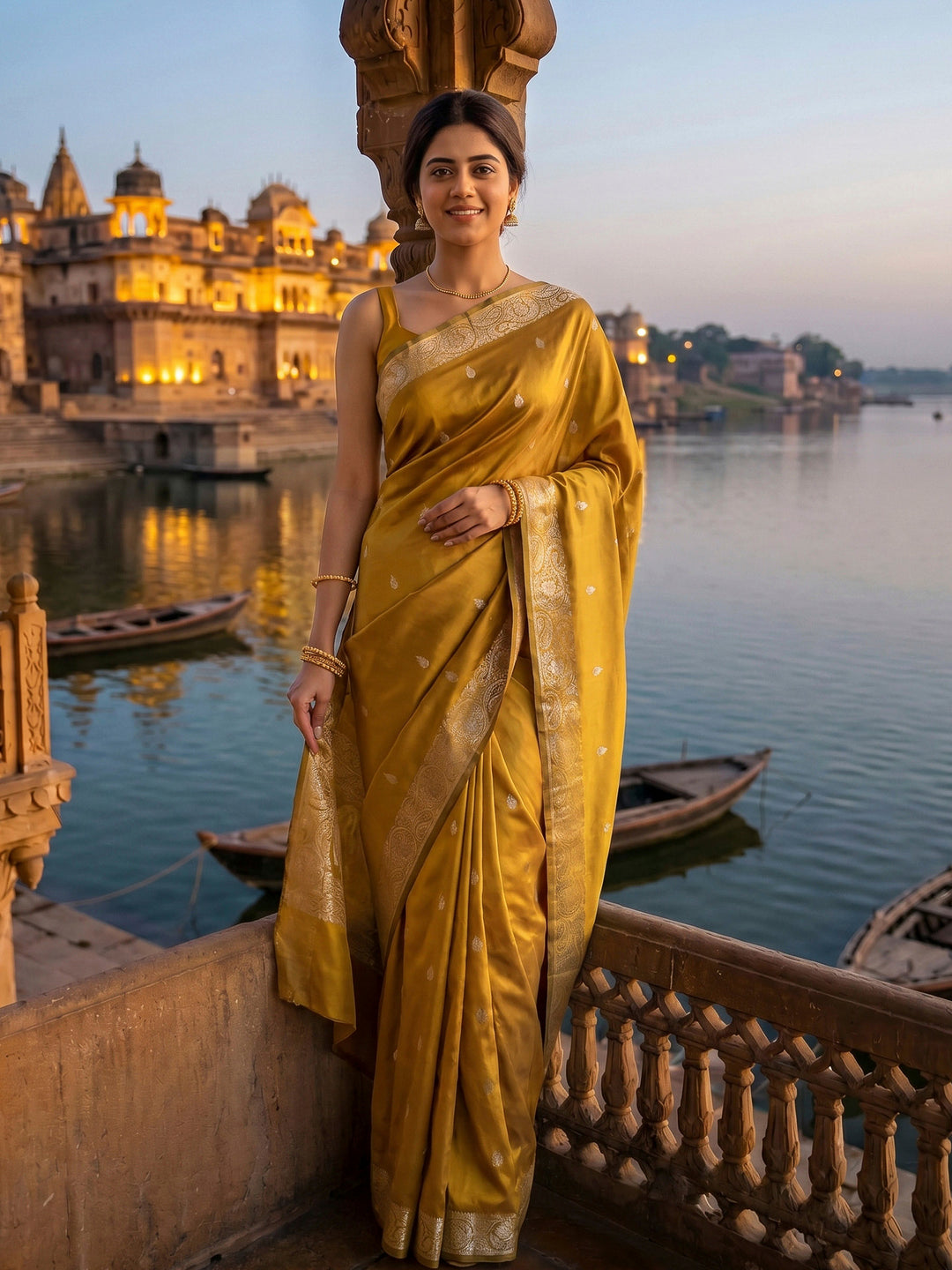Mustard Woven Design Art Silk Saree