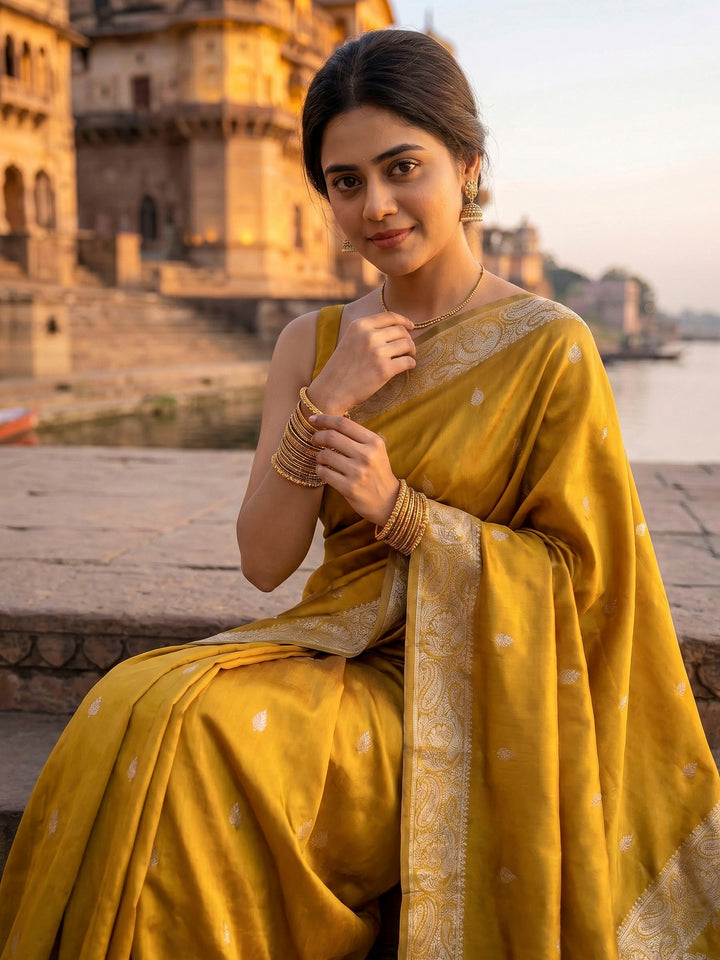 Mustard Woven Design Art Silk Saree