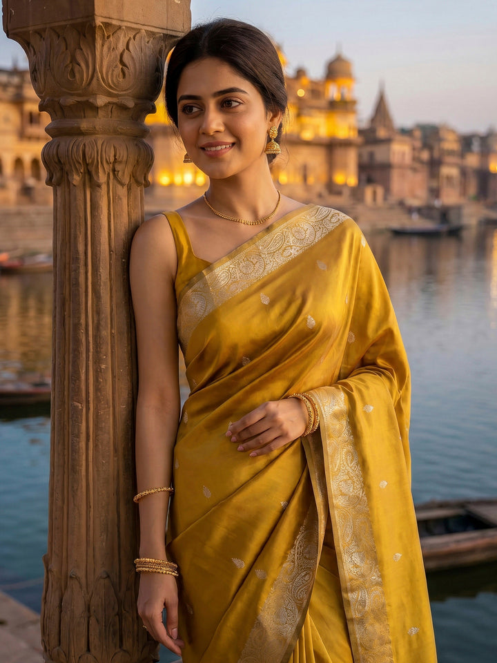 Mustard Woven Design Art Silk Saree