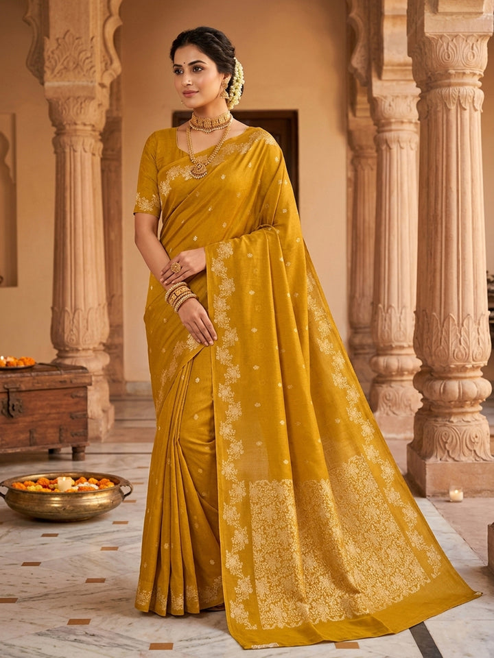 Mustard Woven Design Art Silk Saree