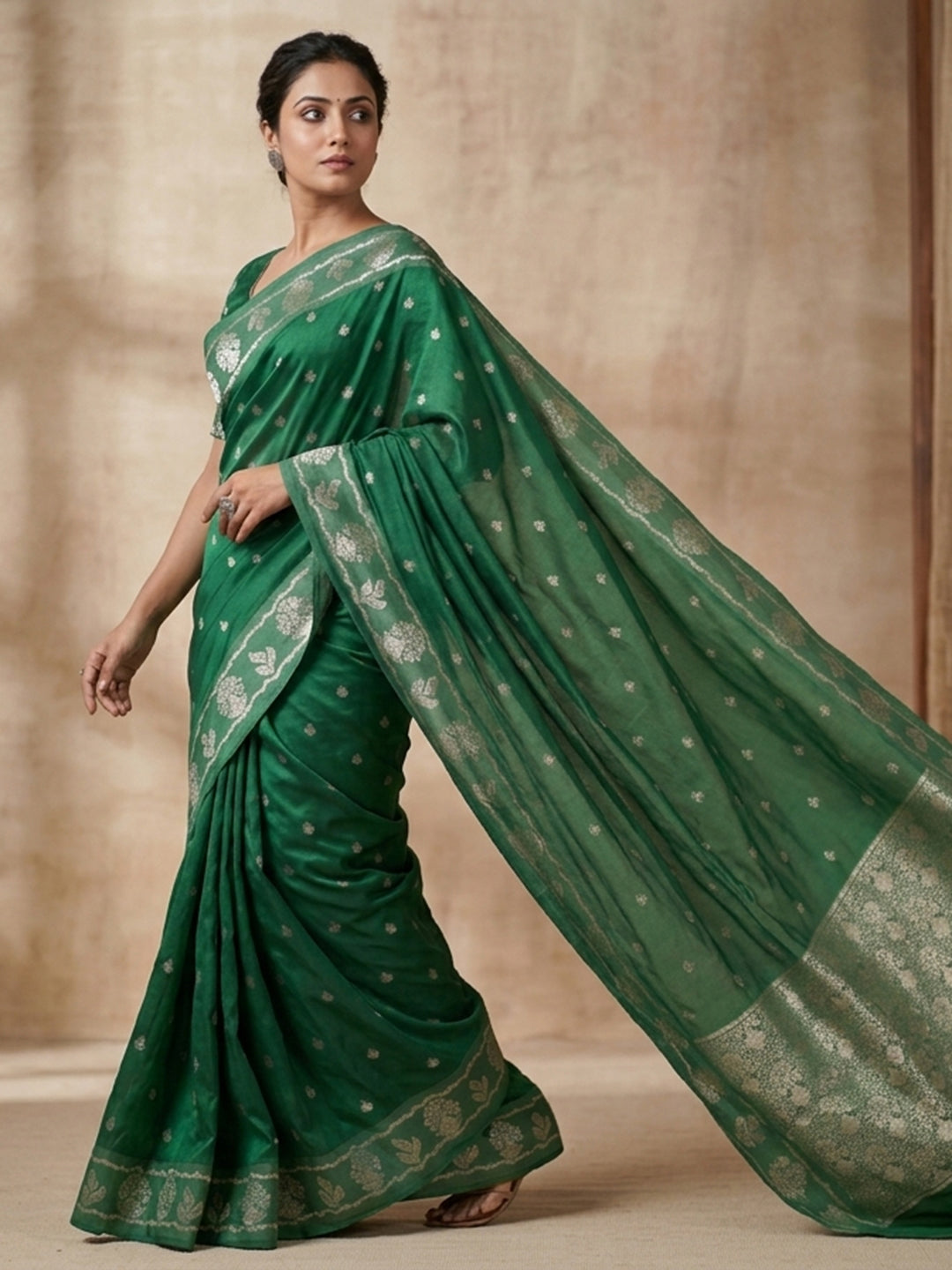 Green Woven Design Art Silk Saree
