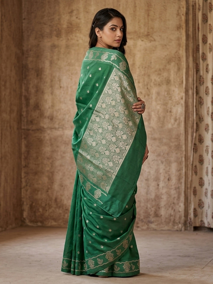 Green Woven Design Art Silk Saree