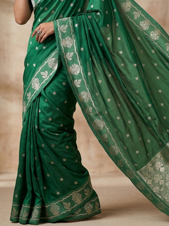 Green Woven Design Art Silk Saree