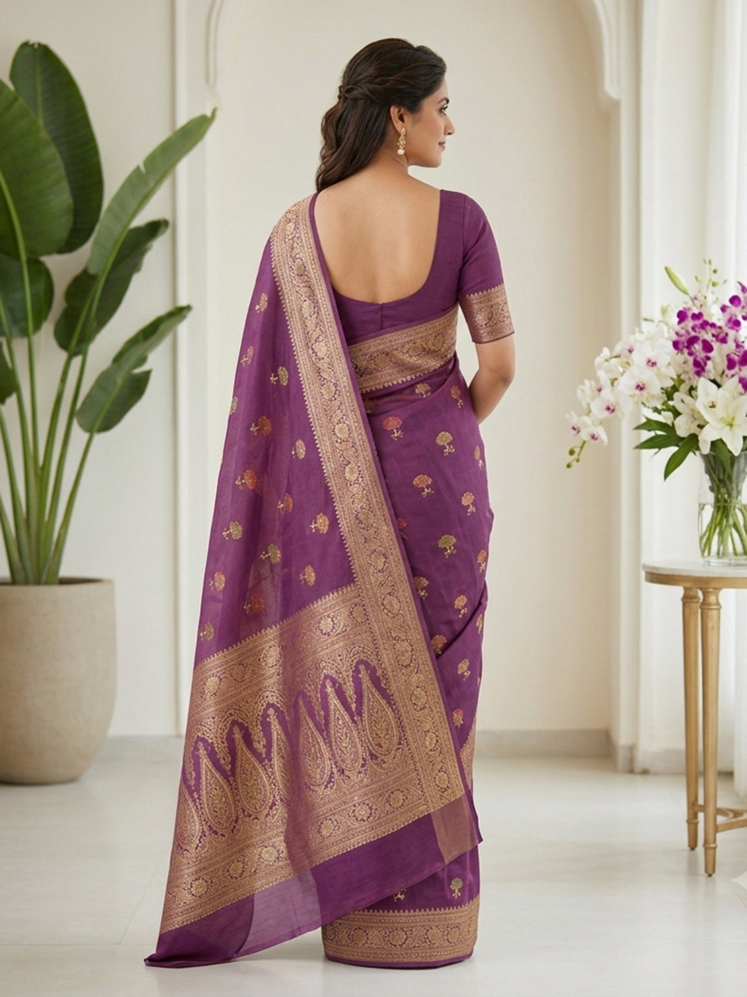 Onion Pink Woven Design Art Silk Saree