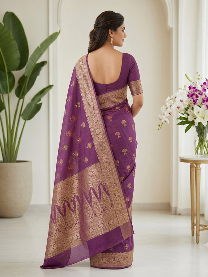 Onion Pink Woven Design Art Silk Saree
