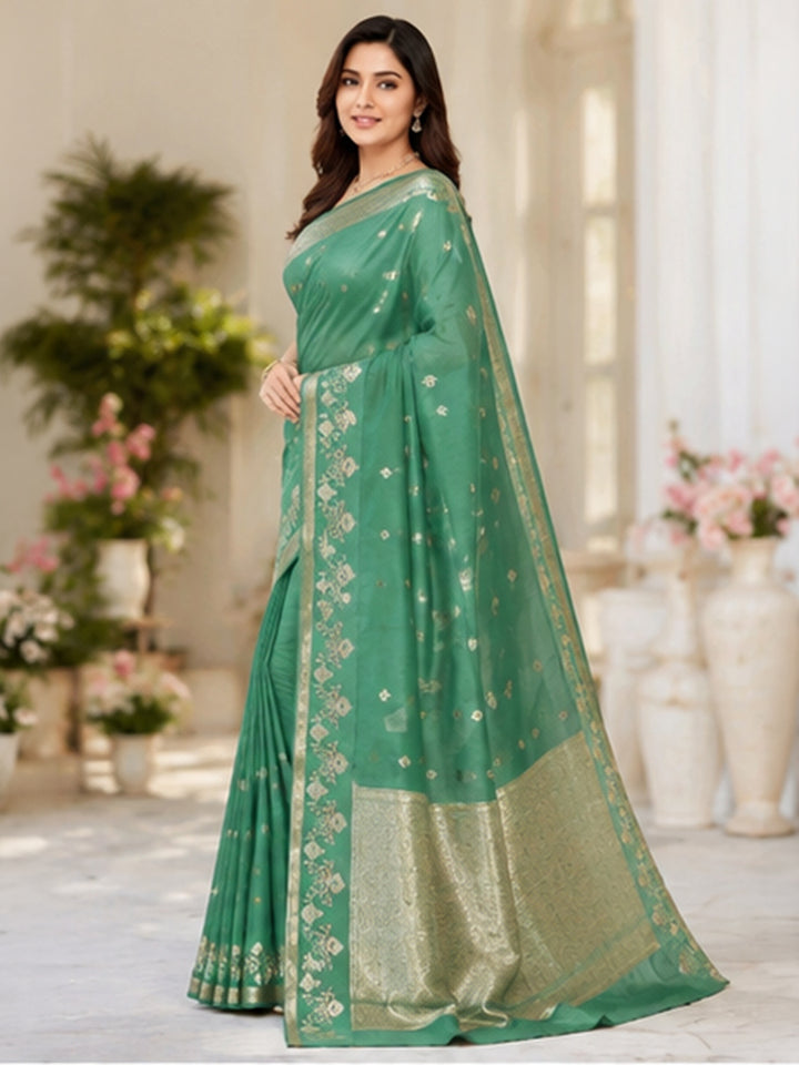 Green Woven Design Art Silk Saree