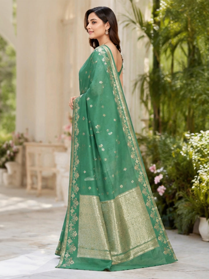 Green Woven Design Art Silk Saree