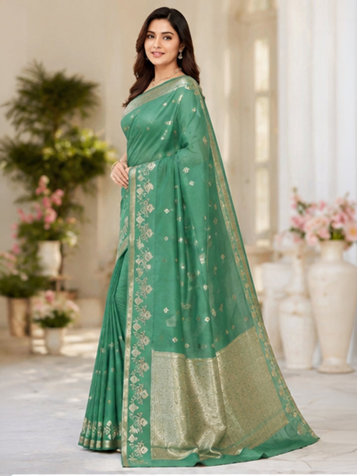 Green Woven Design Art Silk Saree