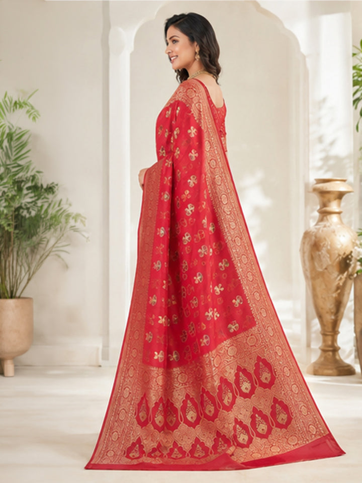 Red Woven Design Art Silk Saree