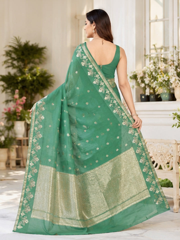 Sea Green Woven Design Art Silk Saree