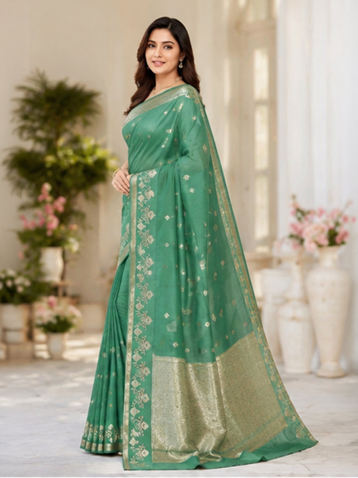 Sea Green Woven Design Art Silk Saree