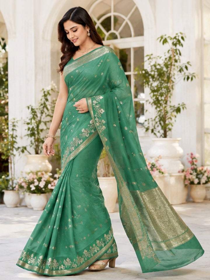 Sea Green Woven Design Art Silk Saree