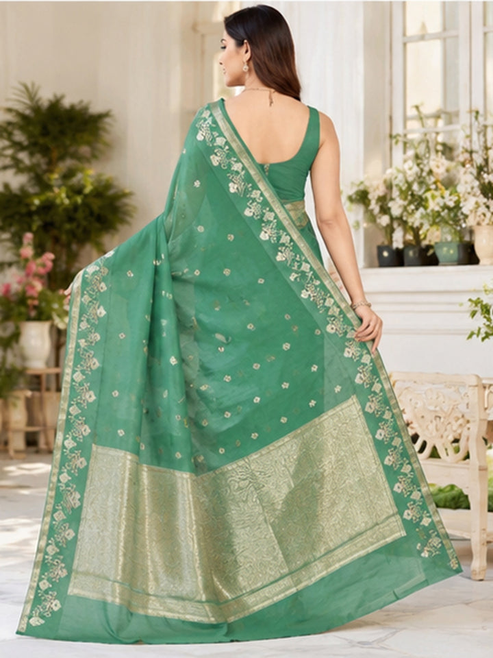 Sea Green Woven Design Art Silk Saree