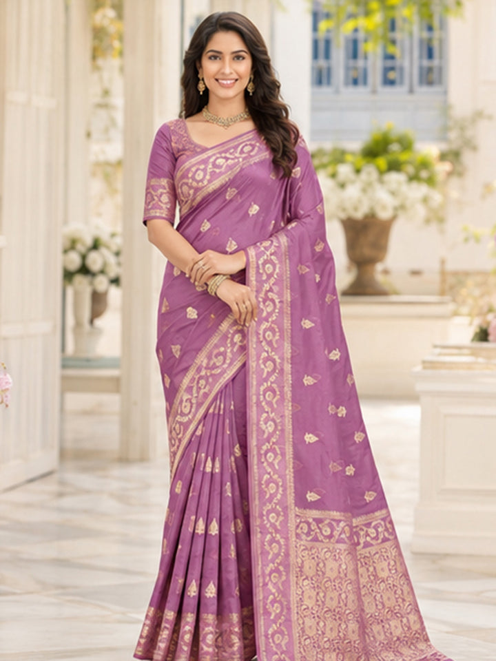 Onion Pink Woven Design Art Silk Saree