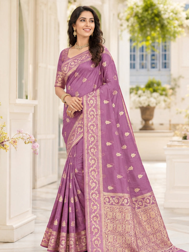 Onion Pink Woven Design Art Silk Saree