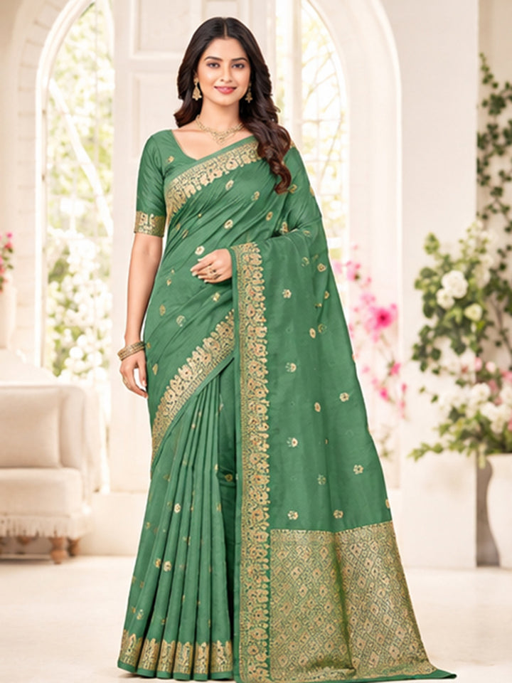 Pista Green Woven Design Art Silk Saree