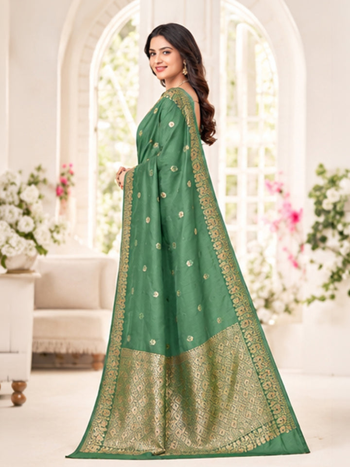 Pista Green Woven Design Art Silk Saree