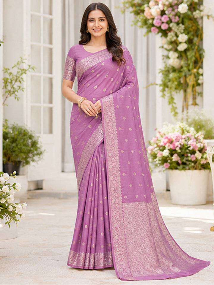 Lavender Woven Design Art Silk Saree