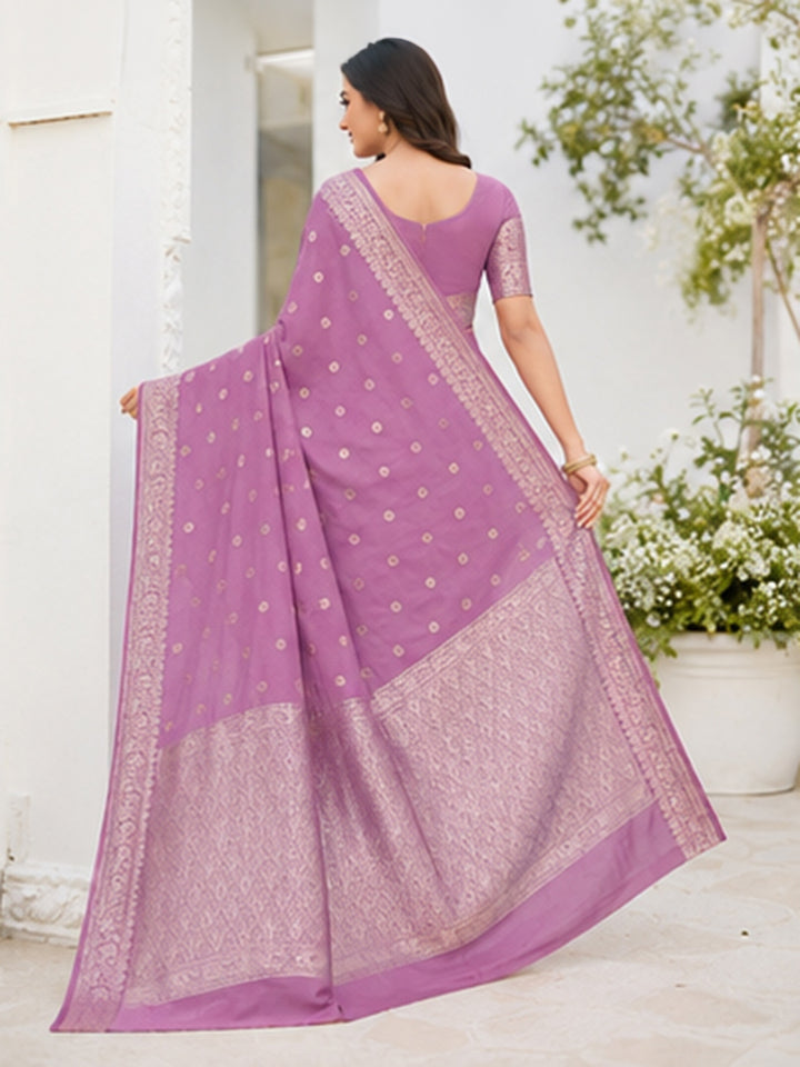 Lavender Woven Design Art Silk Saree