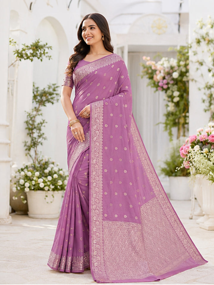 Lavender Woven Design Art Silk Saree