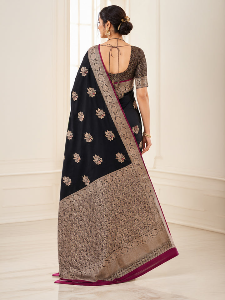 Black Woven Design Art Silk Saree