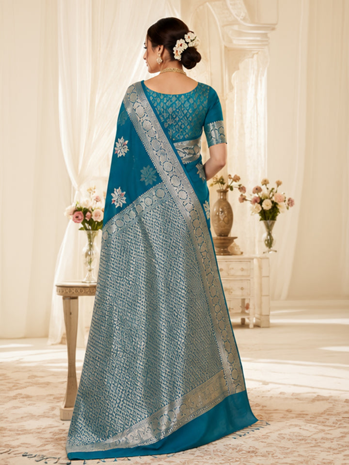Blue Woven Design Art Silk Saree