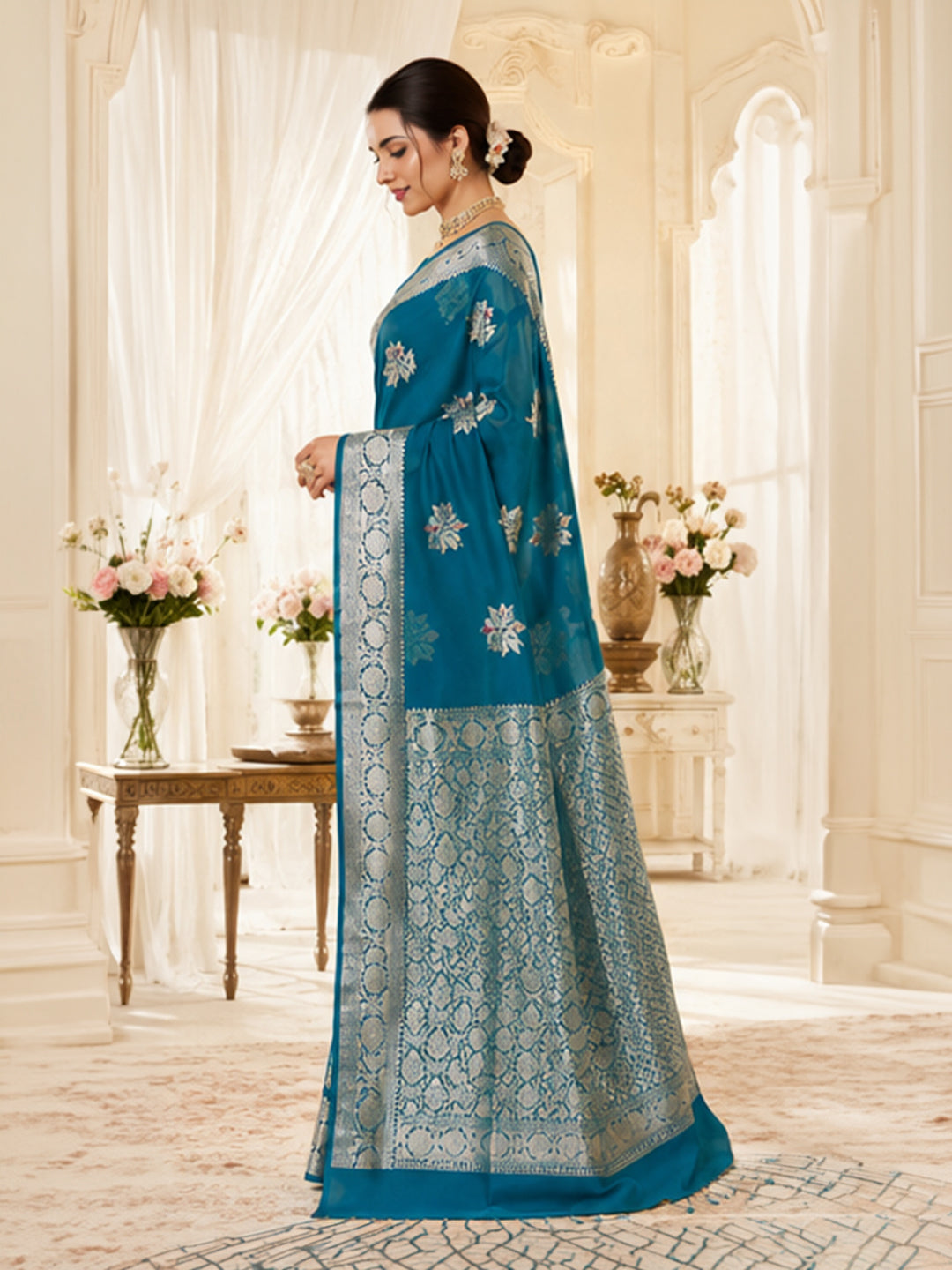 Blue Woven Design Art Silk Saree