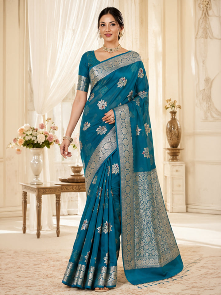 Blue Woven Design Art Silk Saree