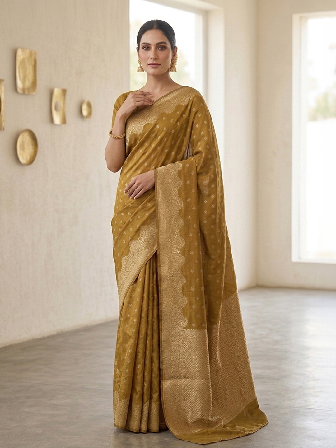 Mustard Woven Design Art Silk Saree