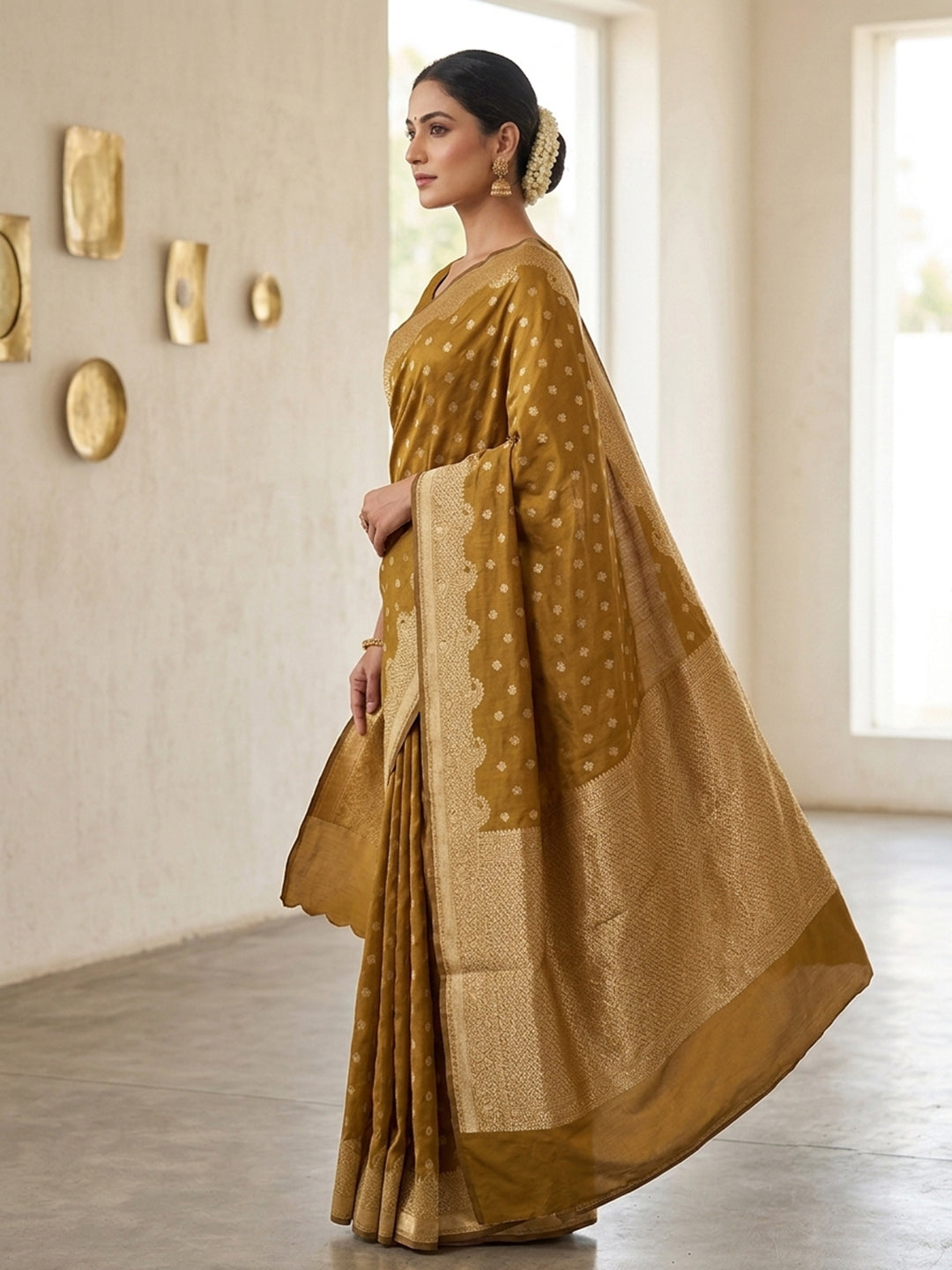 Mustard Woven Design Art Silk Saree