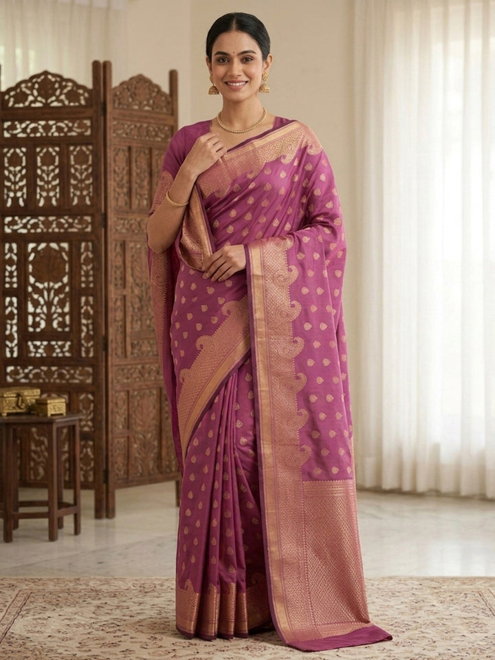 Onion Pink Woven Design Art Silk Saree