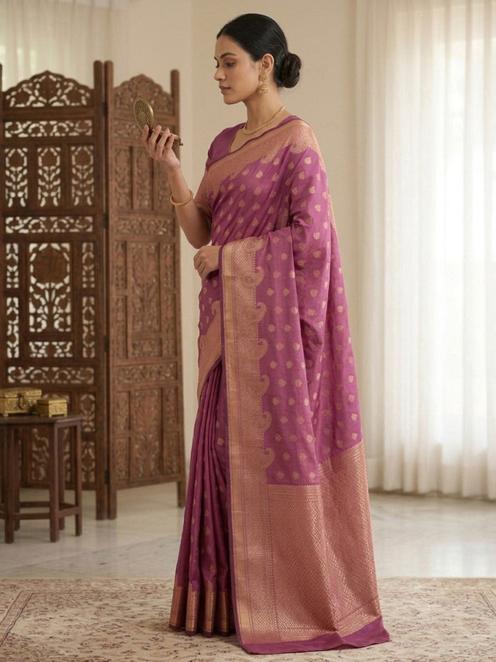 Onion Pink Woven Design Art Silk Saree