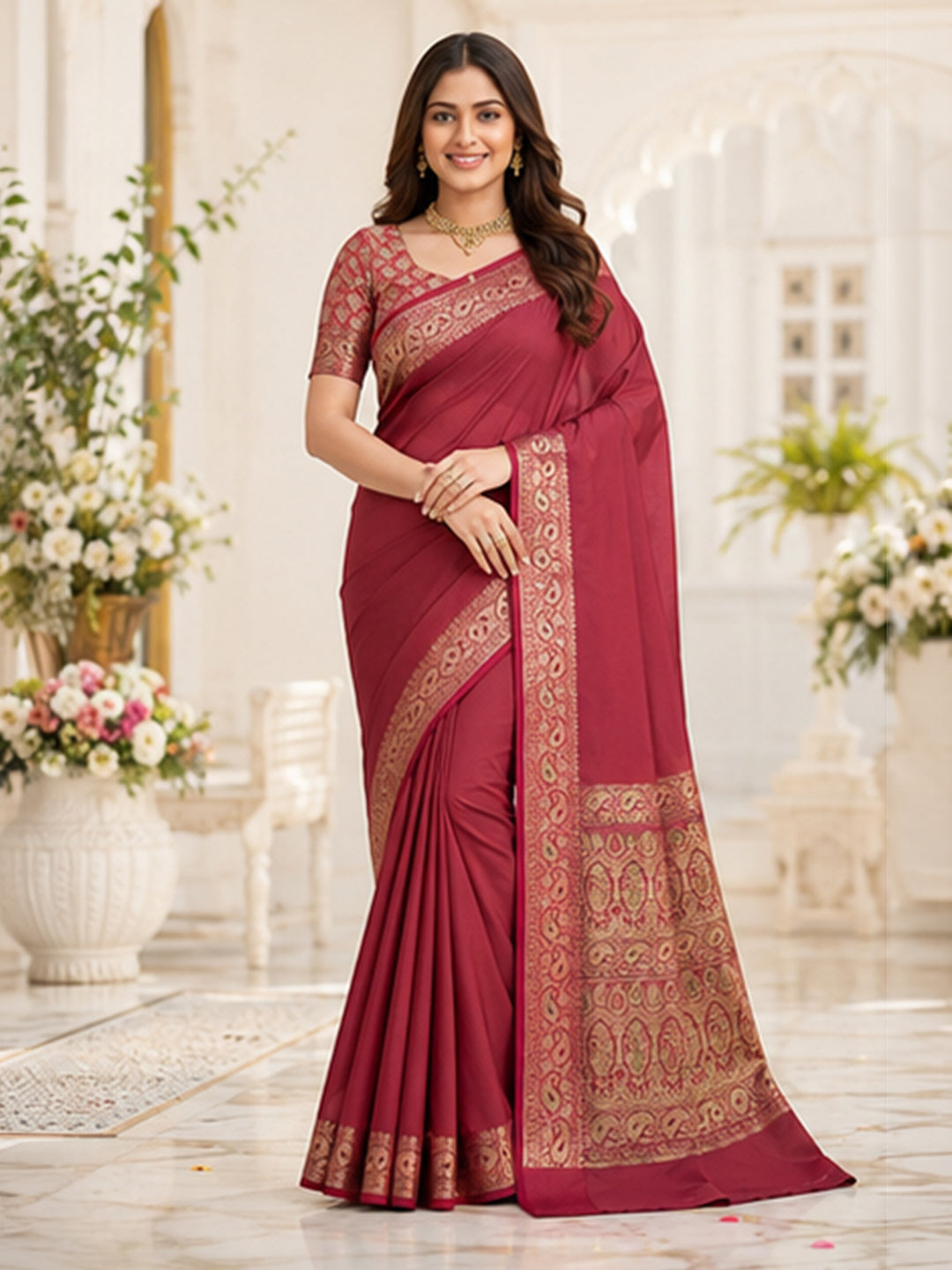 Rose Woven Design Art Silk Saree