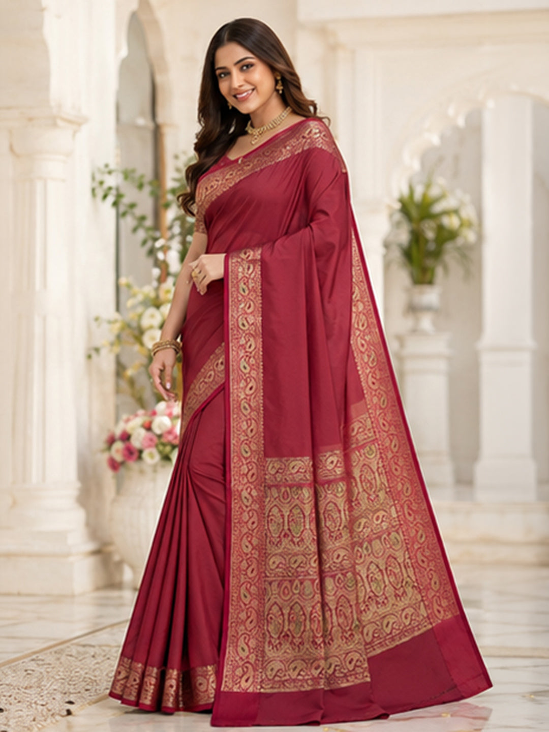 Rose Woven Design Art Silk Saree