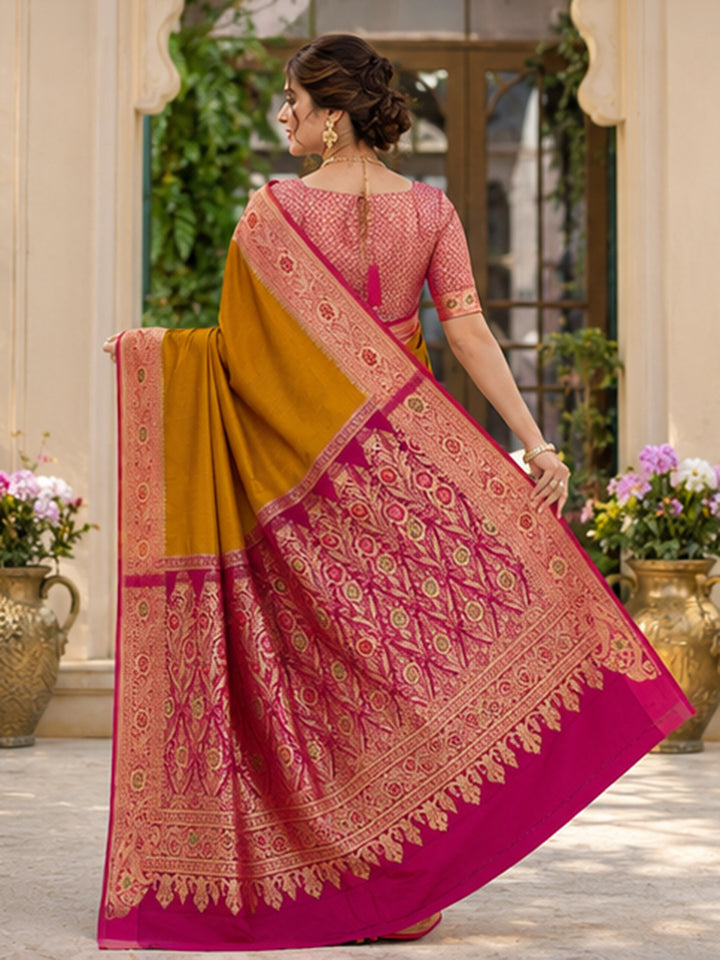 Mustard Woven Design Art Silk Saree