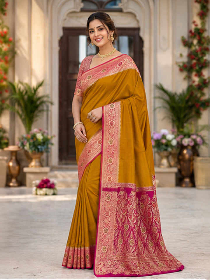 Mustard Woven Design Art Silk Saree