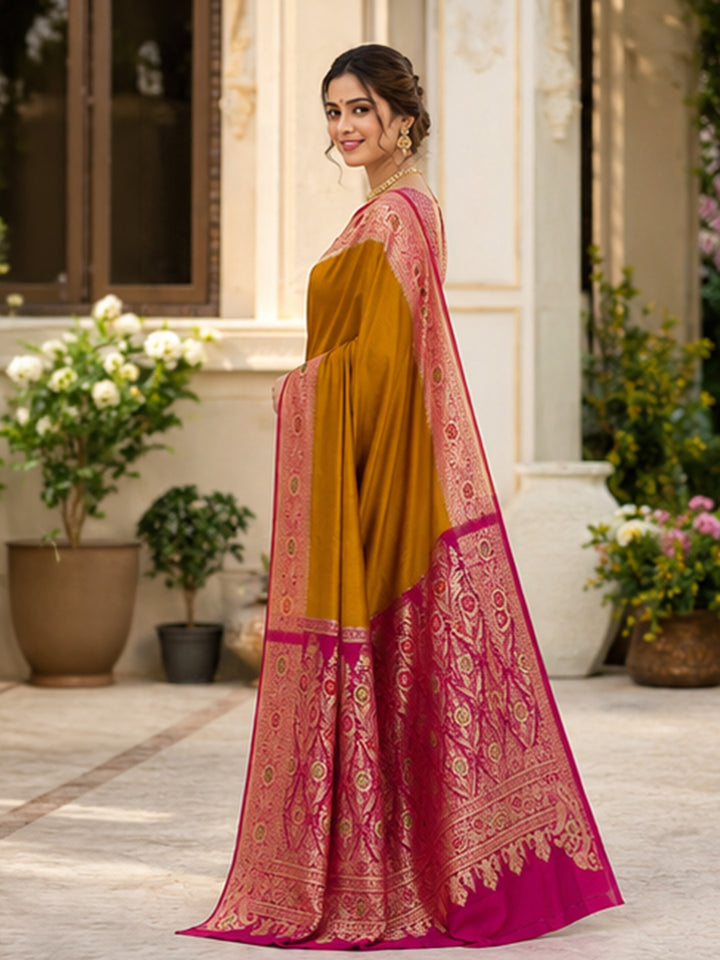 Mustard Woven Design Art Silk Saree