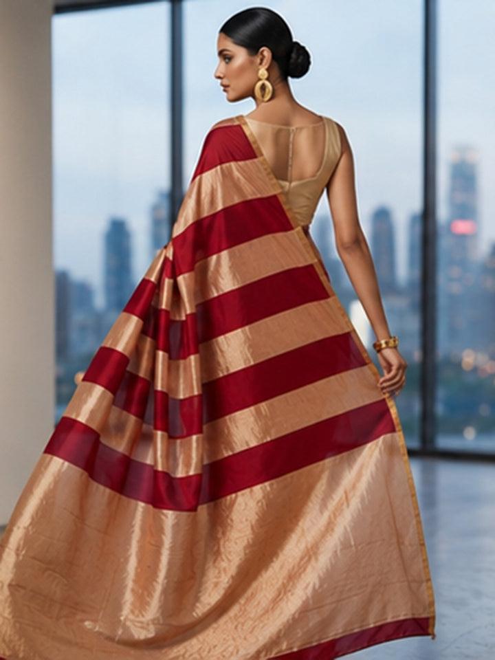 Red Woven Design Art Silk Saree