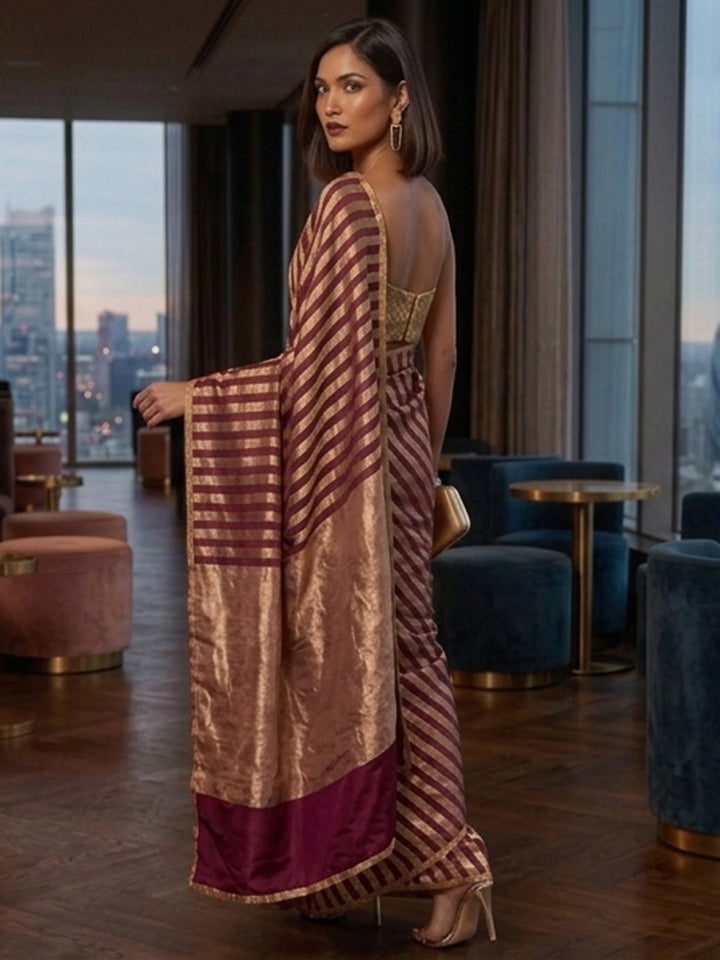 Wine Woven Design Art Silk Saree