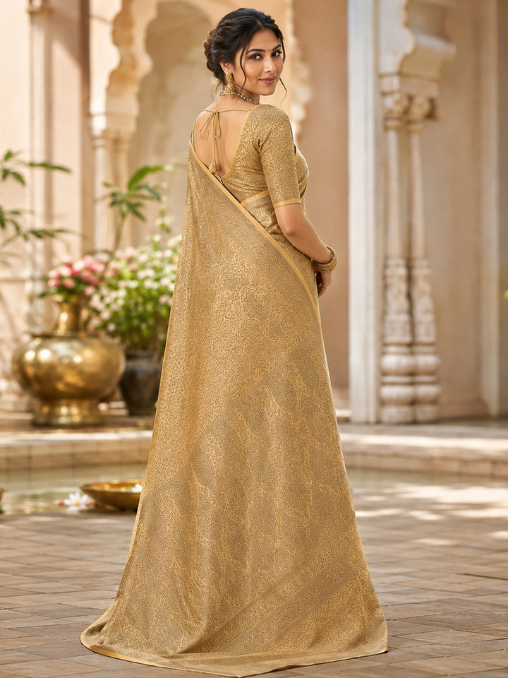 Yellow Tussar Woven Saree