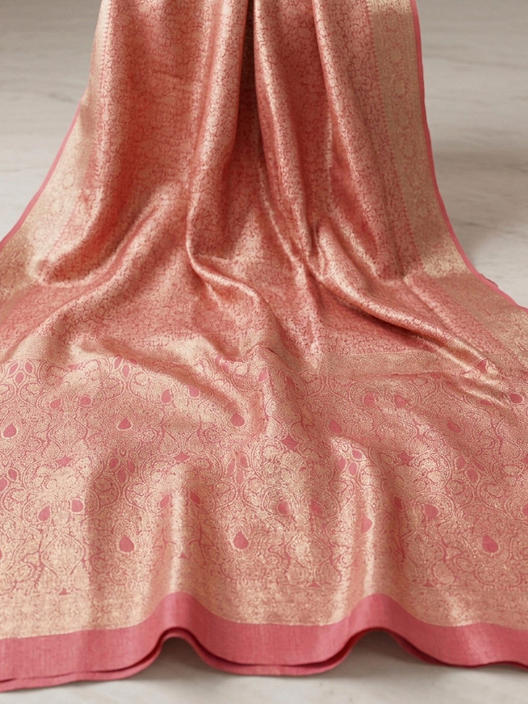 Pink-Lt Tussar Woven Saree