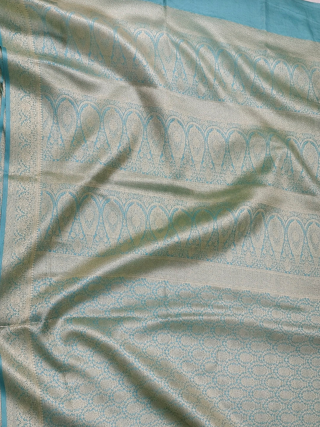 Aqua-Green Tussar Woven Saree