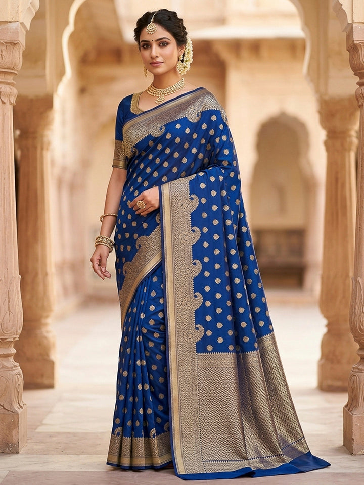 Navy-Blue Art Silk Woven Saree