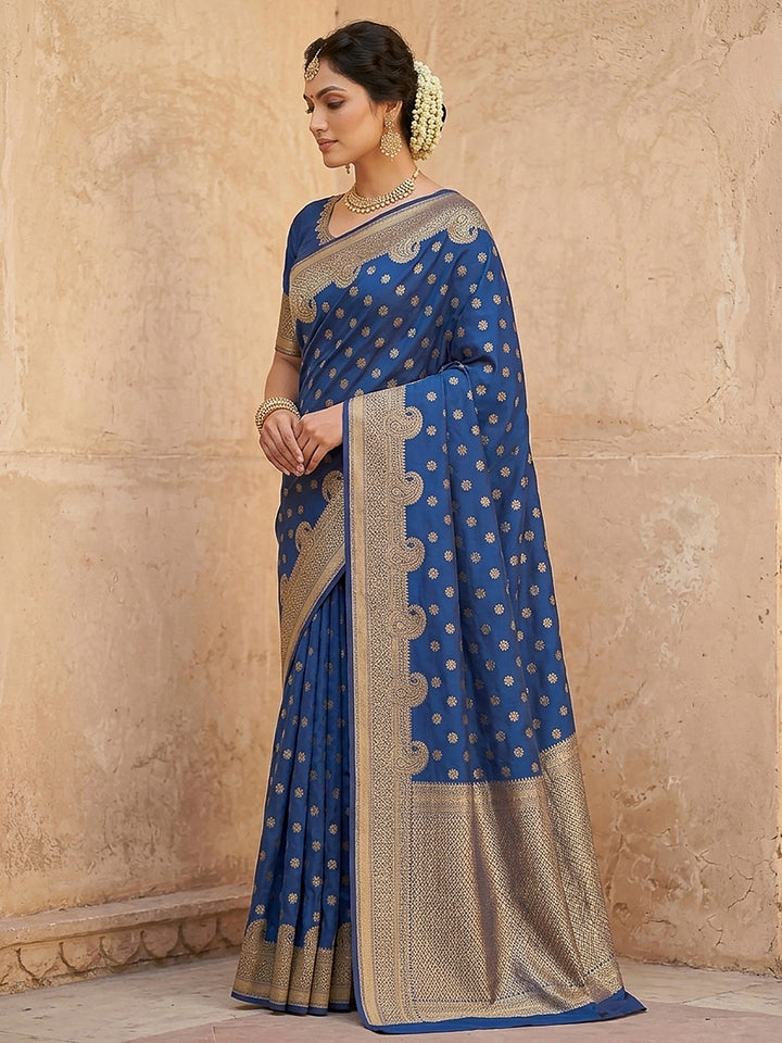 Navy-Blue Art Silk Woven Saree