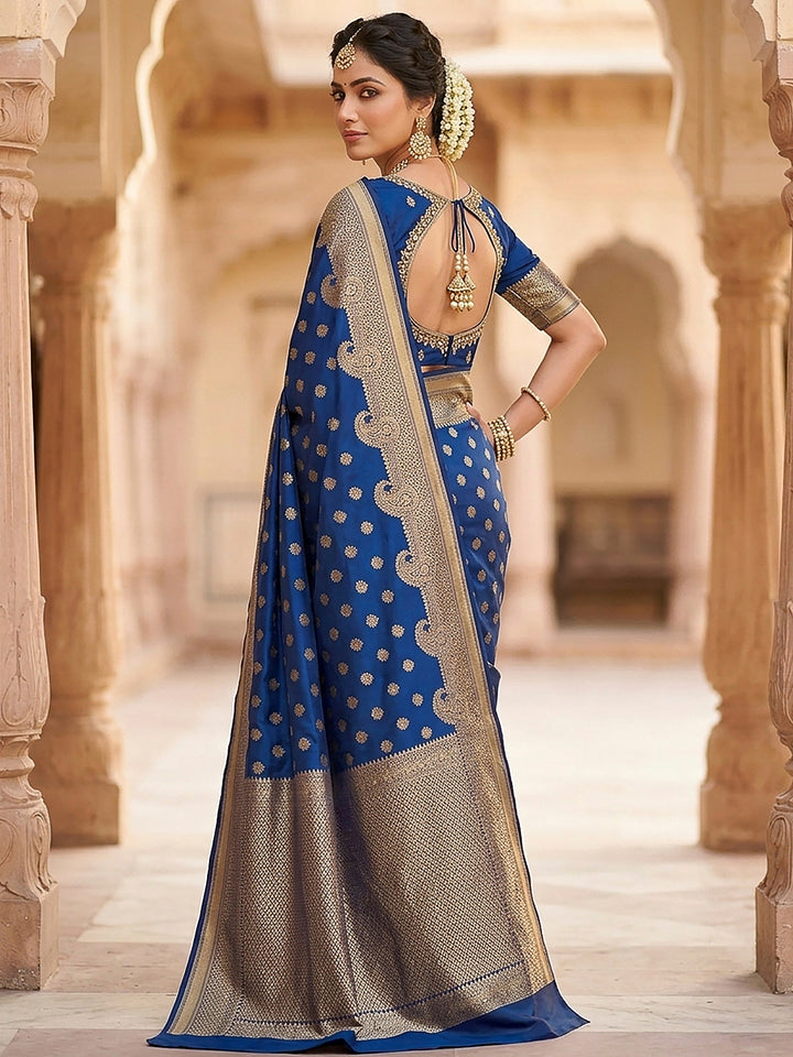 Navy-Blue Art Silk Woven Saree