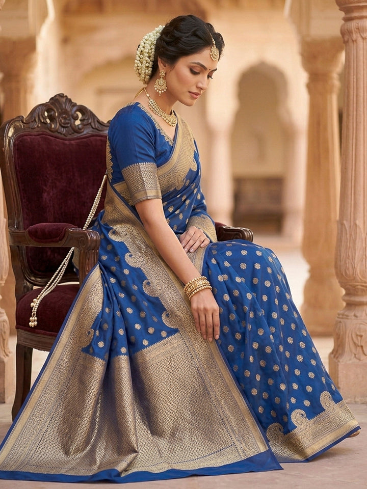 Navy-Blue Art Silk Woven Saree