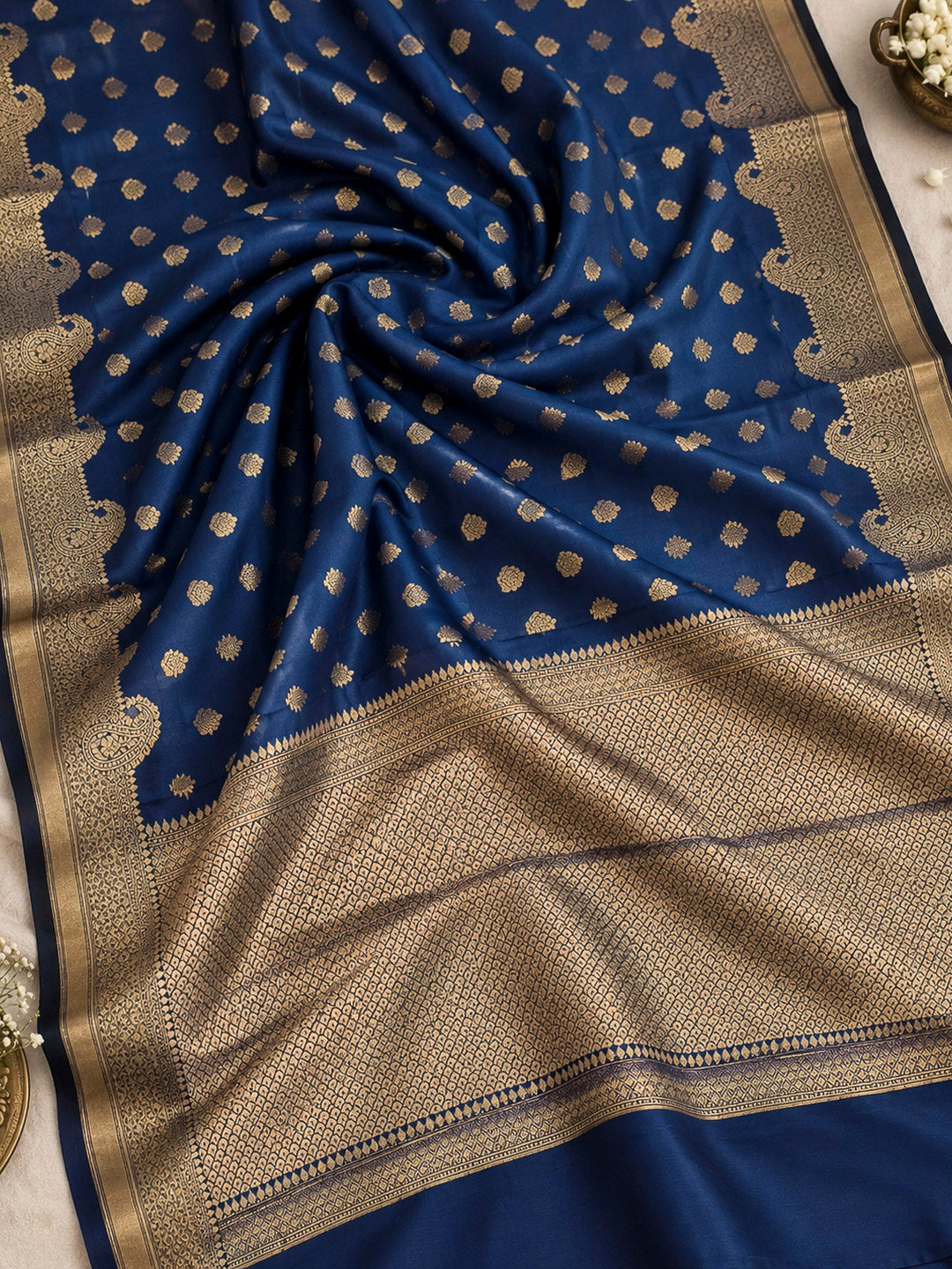Navy-Blue Art Silk Woven Saree